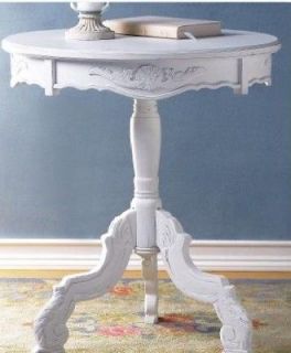 Shabby Chic Romantic Rococo Distressed White Accent Table   FREE