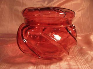Vintage Powder Jar Trinket Box Cranberry Glass   Large & Wonderful