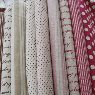 Linen Cotton Fabric Patchwork Polka Dots Letter Stripe