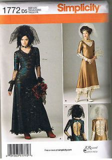 Victorian Era Steampunk Wedding Dress Gown Sewing Pattern Size 12 14