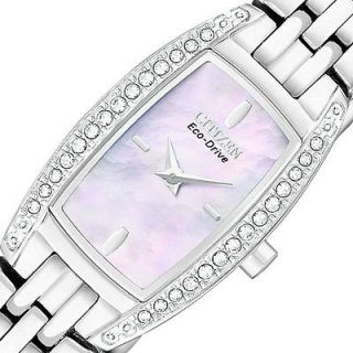 New CITIZEN Eco Drive Womens Analog Watch Steel Bracelet Crystals