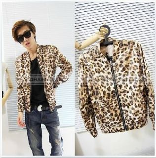 Men Fashion Vintage Casual Sexy Leopard Grain Coat Jacket Outwear New