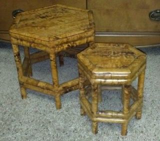 Vintage Hexagon Bamboo wood tables/plant stands