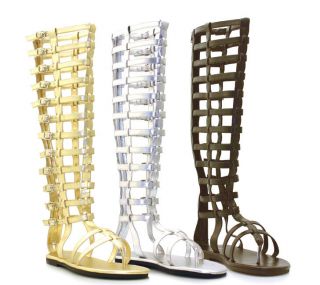 Silver Mens Gladiator Roman Toga Sandals Greek Costume Shoes Boots 8 9