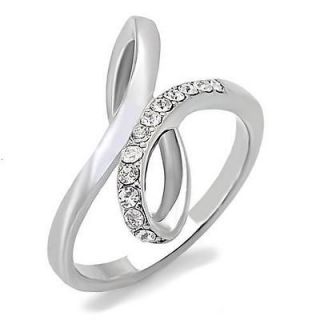 Stainless Steel Infinity Knot Cubic Zirconia CZ Ring Size 9