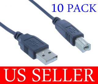 10 Pack 1ft USB2.0 A Male to B Male Printer Scanner Cable Black(U2A1