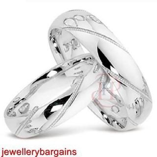 Argentium Silver 4 & 5mm Diamond Cut Court Matching Wedding Rings From