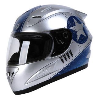 Torc T10 Prodigy Fighter Silver Street Full Face Motorcycle Helmet (XS