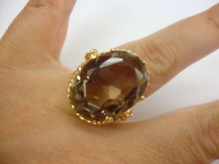 Newly listed ANTIQUE Huge Vintage Smokey Topaz Solid 14 K Gold Ring