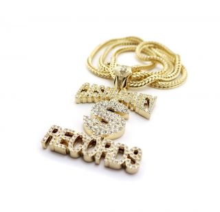 New Iced Out Cash Money Record Dollar Sign Pendant w/4mm 36 Franco