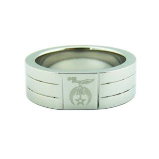 Shrine Stainless Steel Ring with Ridges, Size 11.5, Style R6 2