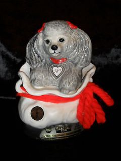 VINTAGE JIM BEAM COLLECTABLE LIQUOR BOTTLE TIFFANY THE GRAY POODLE IN