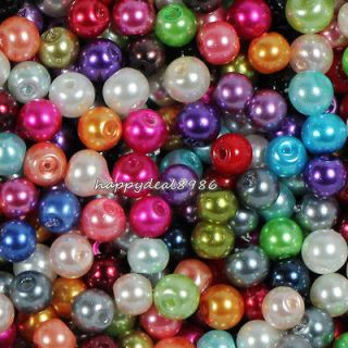 Mixed Glass Pearl Round Loose Spacer Beads 100pcs (about 25 colors