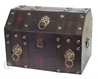 New 3 Decorated Small Antique Design Wooden Jewelry Treasure Chest Box