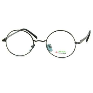 Retro fashion round frame glass metal plain glasses unisex spectacles