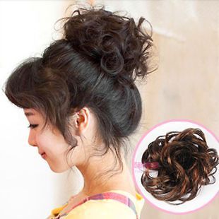 1pc Bright Brown Curly Elastic Scrunchie Ponytail Holder Hairpiece