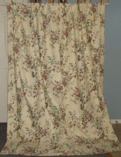 VINTAGE FLORAL BOUQUETS PLEATED INSULATED CURTAIN DRAPES 2 LONG PANELS