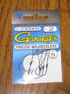 PACK OF 5 GAMAKATSU FINESSE WIDE GAP WEEDLESS HOOKS SIZE 2 #230909