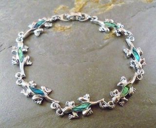 11 Inch Lizard Anklet with green Paua Shell Inlay 28 cm