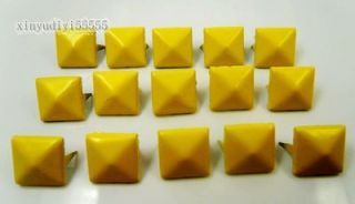 DIY 100pcs 12X12mm Leather Craft Metal Pyramid Studs Spots yellow 1068