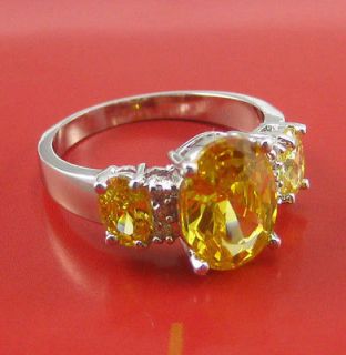 14KT White Gold GF 4ct CZ Topaz Jewelry Wedding Engagement Ring Q 91