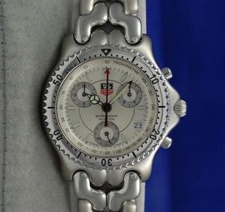 Mens Tag Heuer SEL S/el SS Chronograph Professional watch Silver Dial
