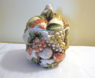 Vintage Lefton Fruits of Italy Cookie Biscuit Jar With Lid Excellent