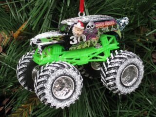 Hot Wheels Custom Monster Jam Grave Digger Christmas Ornaments Mult