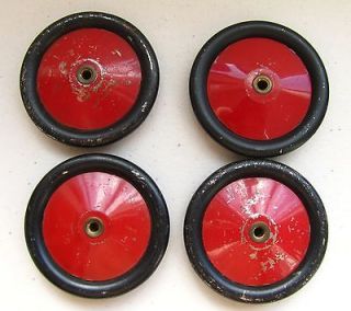 Set of 4 vintage red Meccano wheels parts LAYBY AVAILABLE