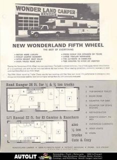 1968 ? Wonderland Fifth Wheel Travel Trailer Brochure r2259 8IH4RB