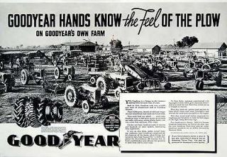 1938 Ad Goodyear Tractor Tire Sure Grip All Traction Wheel Hands Plow
