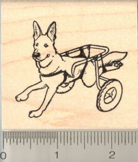 Dog in Wheelchair Rubber Stamp J11316 WM cart for dogs