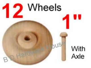 12  1 Wood Wheels w/Axle  Toy Parts Wooden Wheel