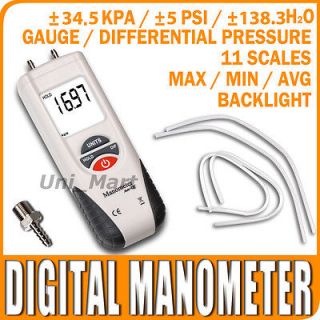 Digital Air Pressure Meter Manometer Gauge and Differential Pressure