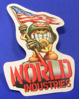WORLD INDUSTRIES Skateboard Sticker FLAMEBOY ARMY FLAG Classic NOS