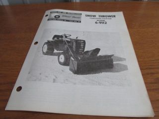 WHEEL HORSE PARTS LIST and INSTRUCTIONS for Model #6 9112 SNOW THROWER