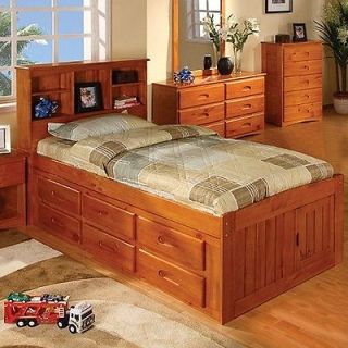Discovery World Furniture Honey Bookcase Captains Bed Twin