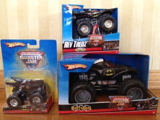 Batman Set of 3 Monster Jam Hot Wheels Mint MOC 2007 Dark Knight Truck