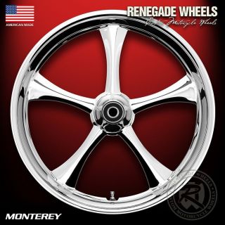 Renegade 3D Chrome Monterey 21 Wheel 5 Blade Rotors Package Set Harley