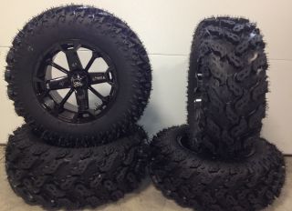 MSA Elixir Black 14 ATV Wheels 27 Reptile Tires Sportsman RZR Ranger