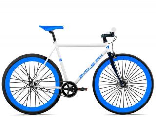 Fixie Bike Road Bicycle 41cm w Deep 45mm Rims White w Blue Rims