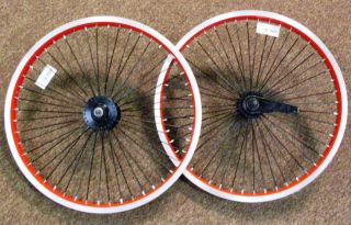 Pair Red 20 Lowrider BMX Bike Wheels 48 Spoke