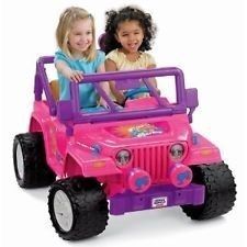 Fisher Price Power Wheels Pink Purple Barbie Jammin Jeep Electric Car