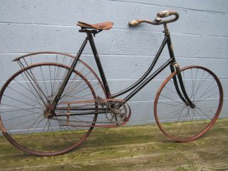 ANTIQUE 1890s BICYCLE AMES FROST CO PROGRESS 78 ORIGINAL WOODEN WHEELS