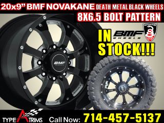 Novakane Death Metal Black Wheels 8x6 5 GM HD Dodge RAM 3500