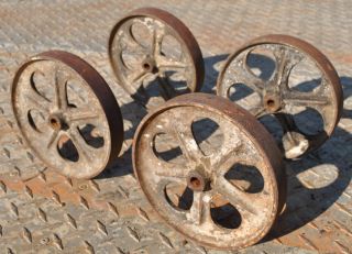 Old Set Small Cast Iron Wheels Industrial Hit & Miss Gas Engine Maytag
