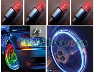 4pcs Red LED Bike Car Tyre Tire Valve Caps Neon Lights