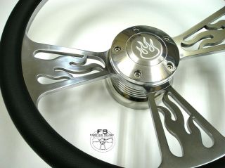 14 Flame Half Wrap Steering Wheel w Horn Adapter Chrysler Dodge