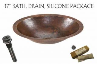 Small Copper Oval Flat Rim Bathroom Sink Drain Package