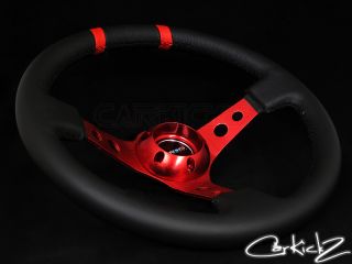 NRG Limited Edition 3 Deep Series 350mm Steering Wheel Red Spoke